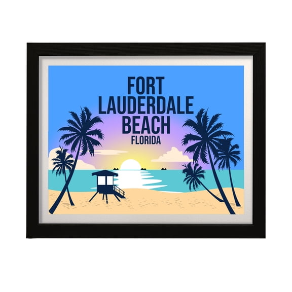 Designs ByLITA Fort Lauderdale Beach Florida, 5 x 7 Wall Print (Unframed) | Multiple Frame Options | Stylish Retro Famous US Beach Art