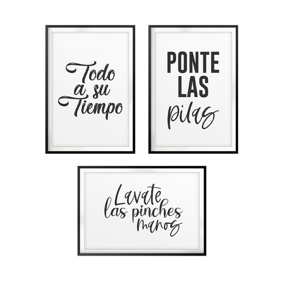 Designs ByLITA Fun Spanish Sayings 11 x 14" Wall Art UNFRAMED Print (3 Pack)