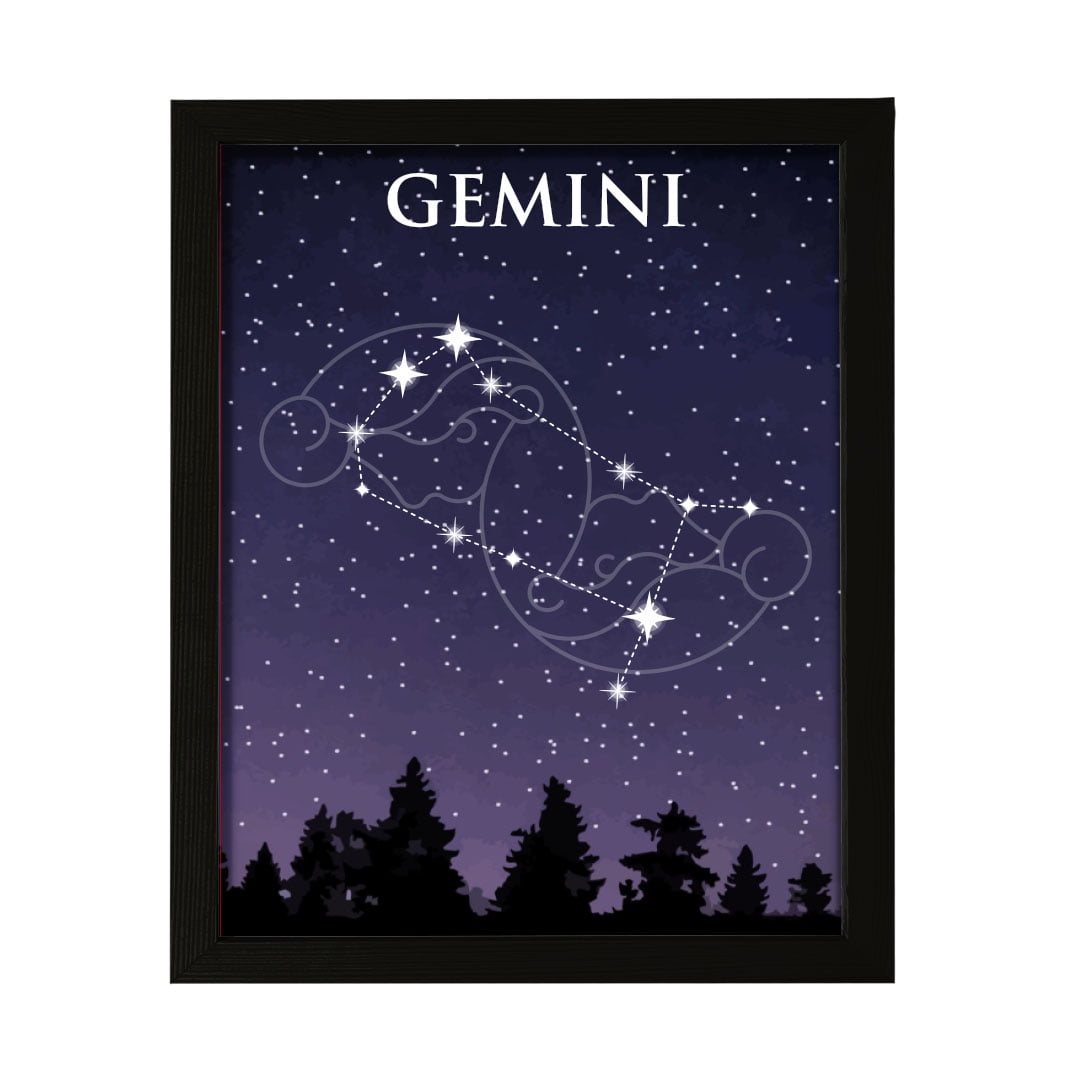Designs ByLITA Gemini Zodiac Sign Night Sky, 8 x 10 Wall Print ...