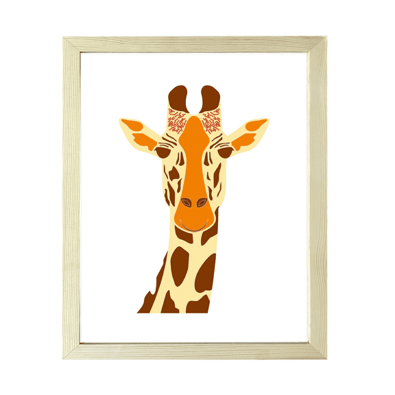Designs ByLITA Giraffe, 8 x 10 Wooden Wall Print Animals (Framed) | Family Presents | Bedroom | Stylish Kindergarten Decor
