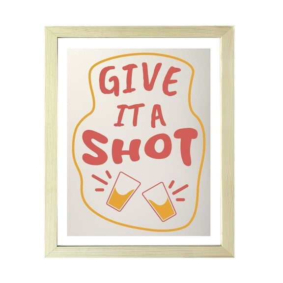 Designs ByLITA Give It a Shot, 5 x 7 Wooden Wall Print Inspirational (Framed) | Funky Home Decor