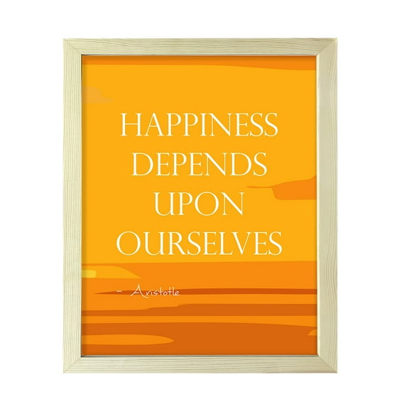 Designs ByLITA Happiness depends upon ourselves - Aristotle, 8 x 10 Wooden Inspirational Wall Art (Framed)