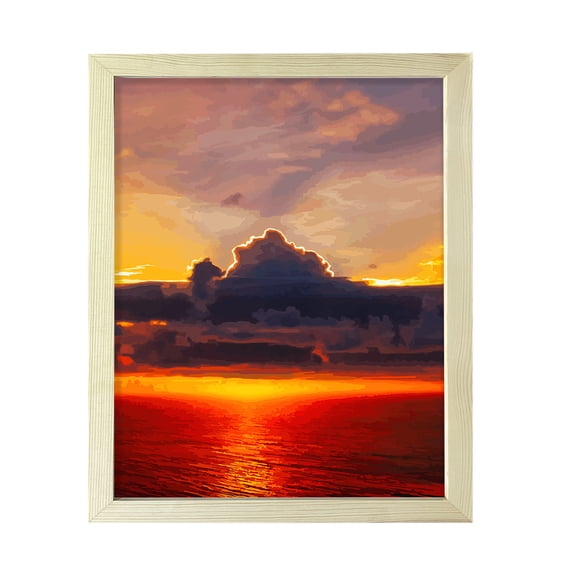 Designs ByLITA Heavenly Ocean Sunset, 5 x 7 Wooden Wall Print Inspirational (Framed) | Old Masterpieces | Stylish Modern Decoration For The Home and Office
