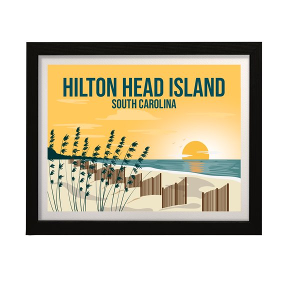Designs ByLITA Hilton Head Island South Carolina, 5 x 7 Wall Print (Unframed) | Multiple Frame Options | Stylish Retro Famous US Beach Art