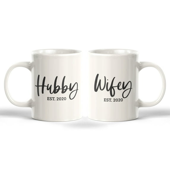 Designs ByLITA Hubby Wifey Est. 2020 2-Pack 11oz Plastic Coffee Mug