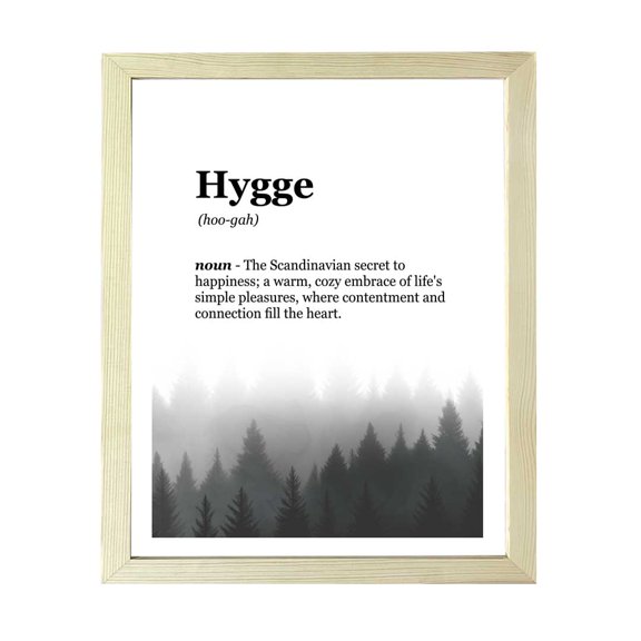 Designs ByLITA Hygge Dictionary Definition Forest Design, 5 x 7 Wooden Wall Print (Framed) | Inspirational Modern Art Decoration