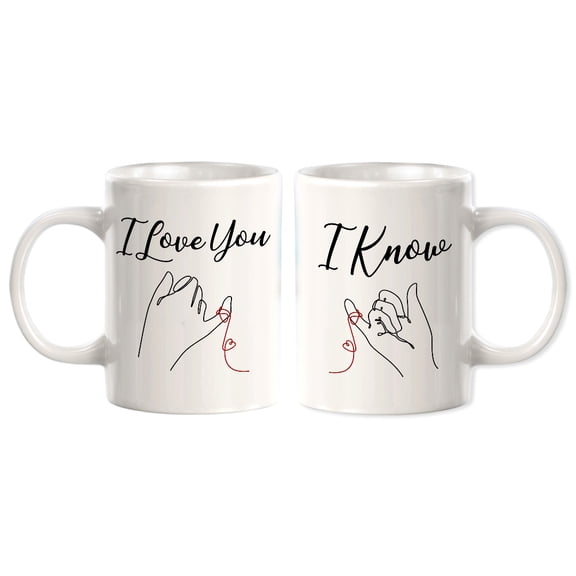 Designs ByLITA I Love You I know 11oz Plastic Coffee Mug (2 Pack) | Cute Matching Couple Coffee Cups