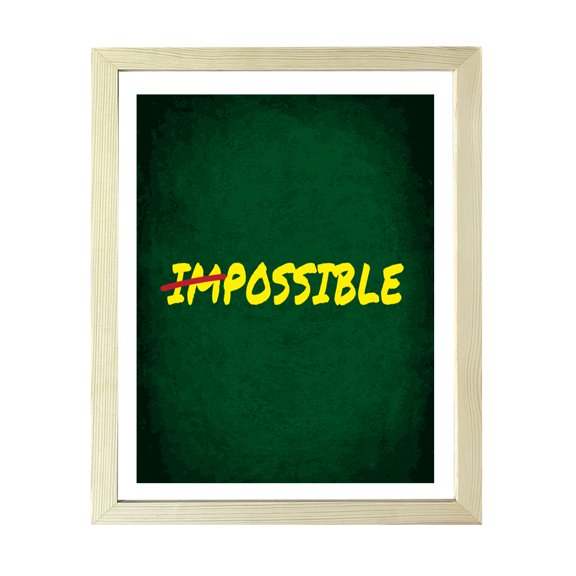 Designs ByLITA Impossible, 5 x 7 Wooden Framed Wall Art Print | Positive Motivational Decor
