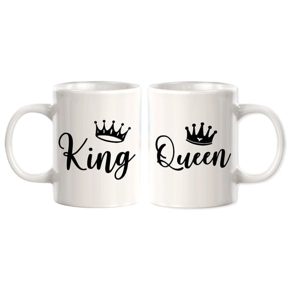Designs ByLITA King And Queen 11oz Plastic Coffee Mug (2 Pack) | Cute Matching Couple Coffee Cups