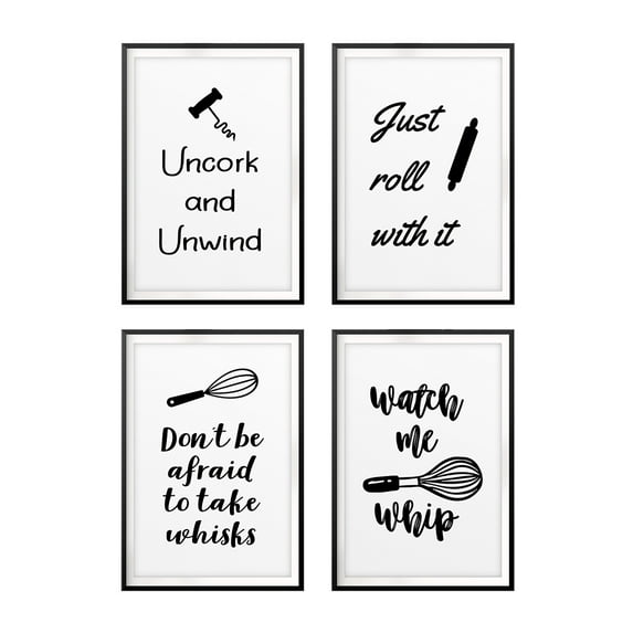 Designs ByLITA Kitchen Puns 11 x 14" Wall Art UNFRAMED Print (4 Pack)