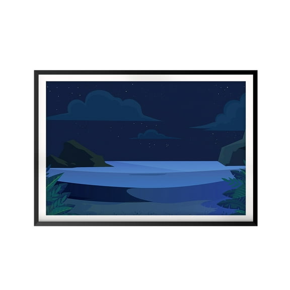 Designs ByLITA Lake At Night Landscape 5 x 7 UNFRAMED Print Scenary Wall Art