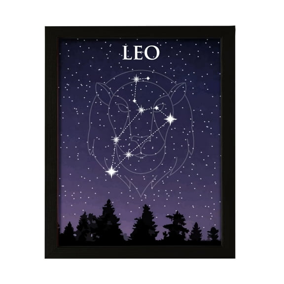 Designs ByLITA Leo Zodiac Sign Night Sky, 11 x 14 Wall Print Inspirational (Unframed) | Home and Office Decor | Astrology Star Sign Bedroom Decoration | Perfect Gift