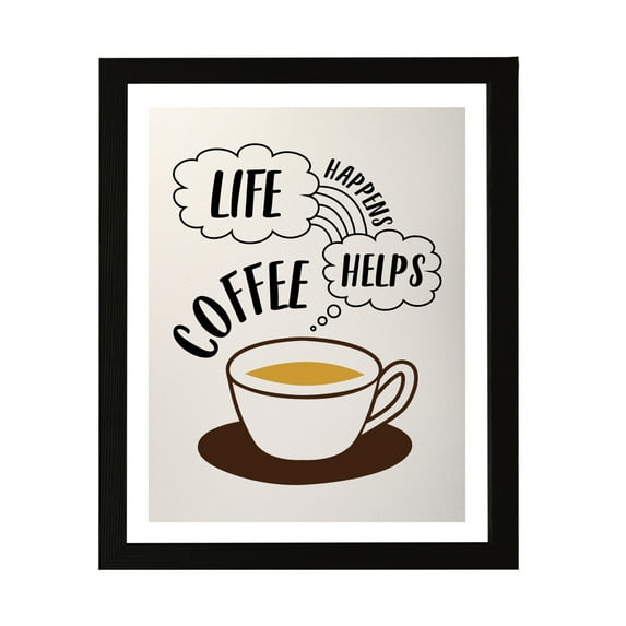 Designs ByLITA Life Happens Coffee Helps, 11 x 14 Wall Print Inspirational (Unframed) | Retro Bar Decoration