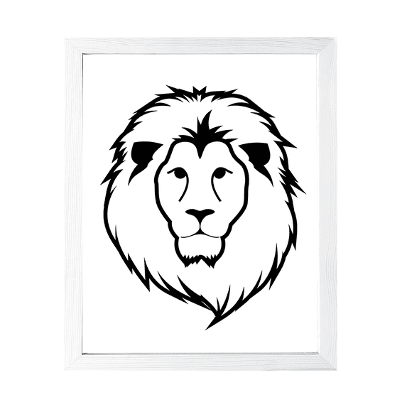 Designs ByLITA Lion Outlined version, 11 x 14 White Wall Print Animals (Framed) | Family Presents | Bedroom | Stylish Kindergarten Decor