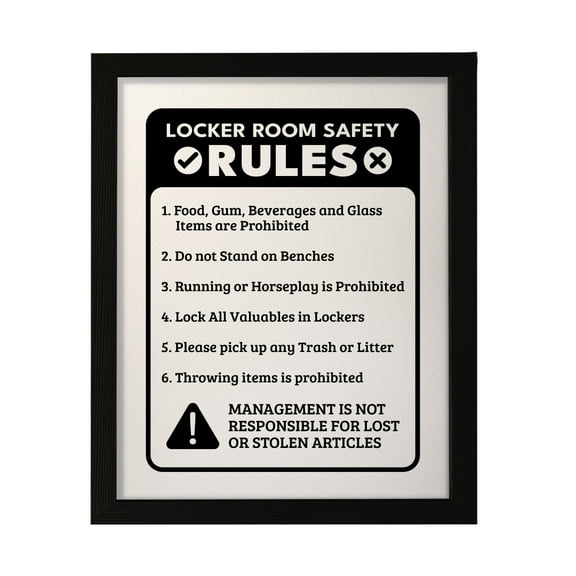 Designs ByLITA Locker Room Safety Rules, 5 x 7 Wall Print (Unframed) | Retail Store Decoration