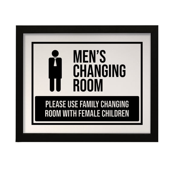 Designs ByLITA Men's Changing Room Please Use Family Changing Room With Female Children, 5 x 7 Wall Print (Unframed) | Retail Store Decoration
