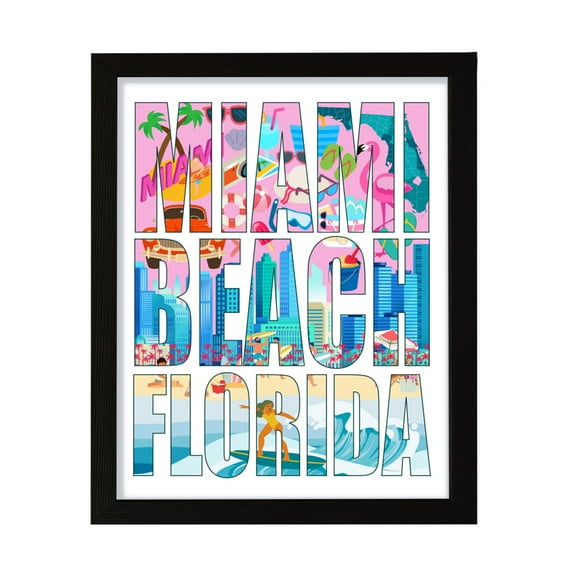 Designs ByLITA Miami Beach, Florida Inspirational, 5 x 7 Wall Print (Unframed) | American Cities Stylish Home Decoration