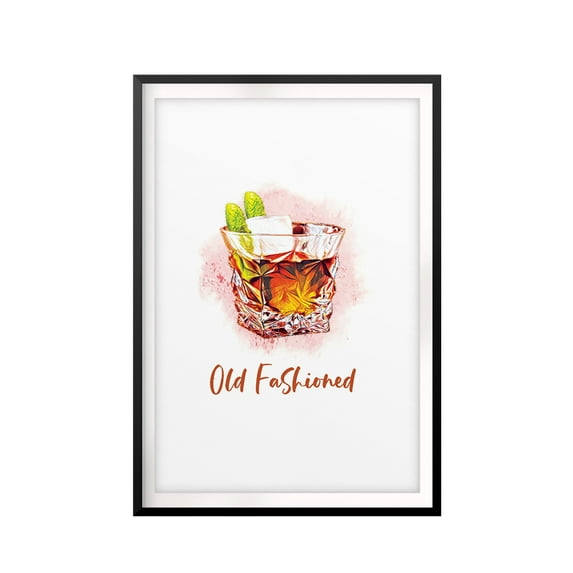 Designs ByLITA Old Fashioned Cocktail 5 x 7 UNFRAMED Print Drinking Wall Art
