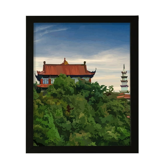 Designs ByLITA Oriental Treetop Temple, 5 x 7 Wall Print (Unframed) | Old Masterpieces | Stylish Modern Decoration For The Home and Office