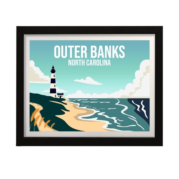Designs ByLITA Outer Banks North Carolina, 5 x 7 Wall Print (Unframed) | Multiple Frame Options | Stylish Retro Famous US Beach Art