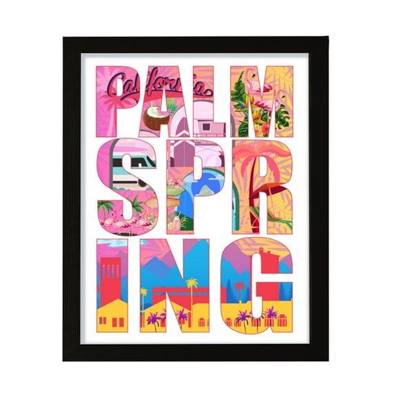 Designs ByLITA Palm Spring, California Inspirational, 11 x 14 Wall Print (Unframed) | American Cities Stylish Home Decoration