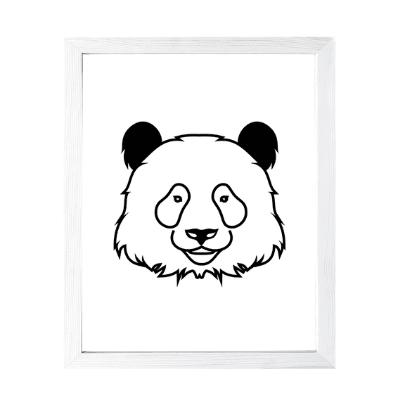 Designs ByLITA Panda Outlined version, 5 x 7 White Wall Print Animals (Framed) | Family Presents | Bedroom | Stylish Kindergarten Decor
