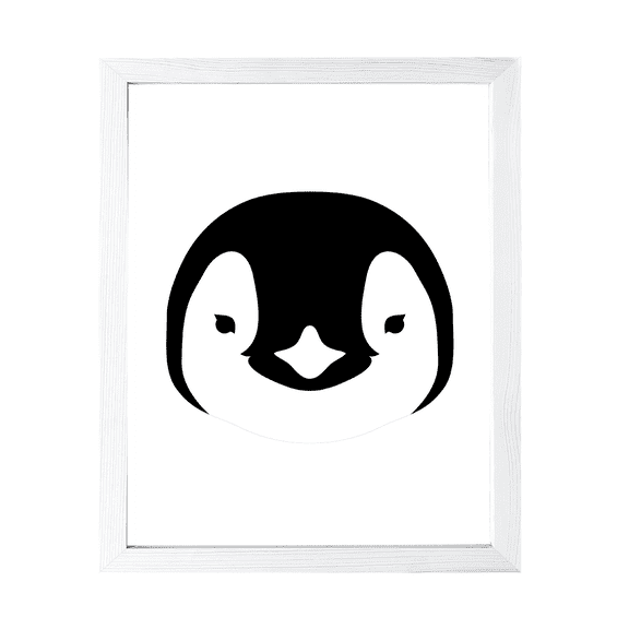 Designs ByLITA Penguin Outlined version, 8 x 10 White Wall Print Animals (Framed) | Family Presents | Bedroom | Stylish Kindergarten Decor