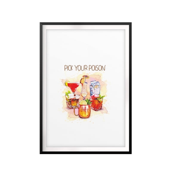 Designs ByLITA Pick Your Poison 8 x 10 UNFRAMED Print Drinking Wall Art