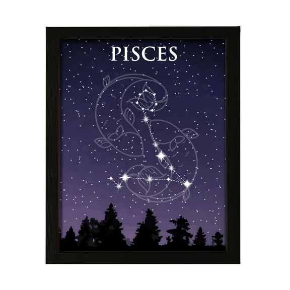 Designs ByLITA Pisces Zodiac Sign Night Sky, 8 x 10 Wall Print Inspirational (Unframed) | Home and Office Decor | Astrology Star Sign Bedroom Decoration | Perfect Gift