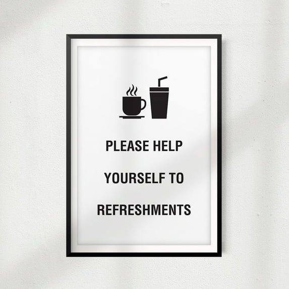 Designs ByLITA Please Help Yourself To Refreshments 5" x 7" UNFRAMED Print Home Décor, Coffee Wall Art