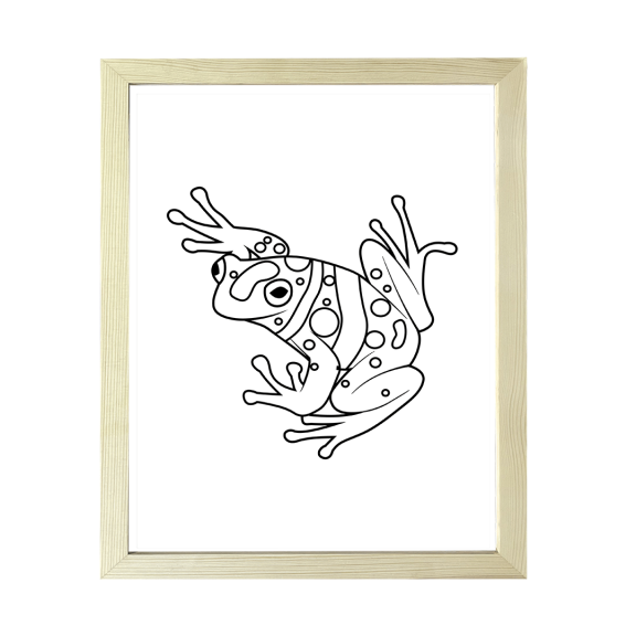 Designs ByLITA Poison Dart Frog Outlined version, 5 x 7 Wooden Wall Print Animals (Framed) | Family Presents | Bedroom | Stylish Kindergarten Decor