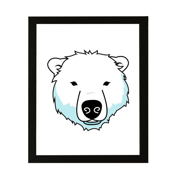 Designs ByLITA Polar Bear, 11 x 14 Black Wall Print Animals (Framed) | Family Presents | Bedroom | Stylish Kindergarten Decor