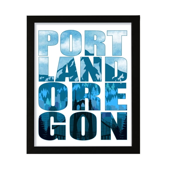 Designs ByLITA Portland, Oregon Inspirational, 5 x 7 Wall Print (Unframed) | American Cities Stylish Home Decoration