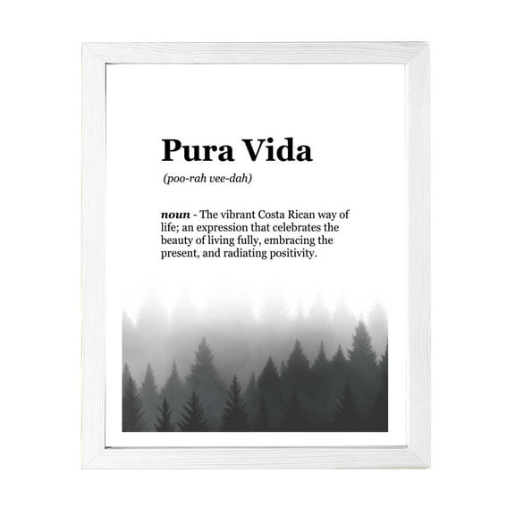 Designs ByLITA Pura Vida Dictionary Definition Forest Design, 5 x 7 White Wall Print (Framed) | Inspirational Modern Art Decoration