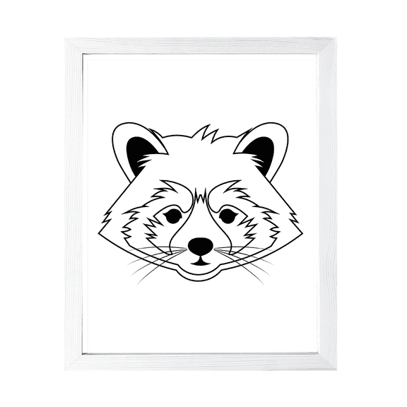 Designs ByLITA Red Panda Outlined version, 11 x 14 White Wall Print Animals (Framed) | Family Presents | Bedroom | Stylish Kindergarten Decor