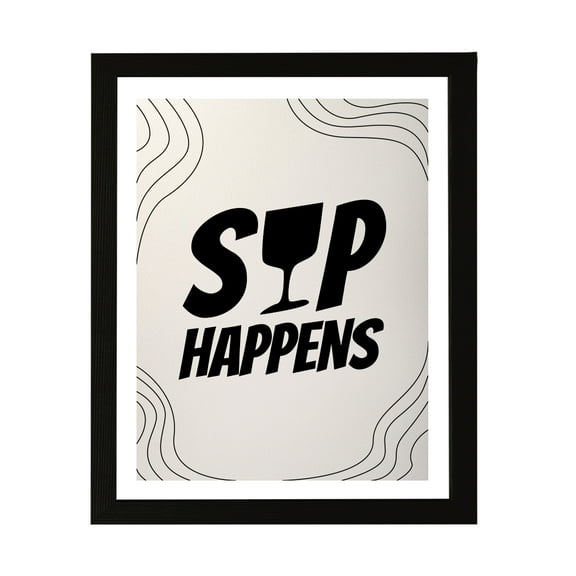 Designs ByLITA Sip Happens, 5 x 7 Wall Print Inspirational (Unframed) | Retro Bar Decoration