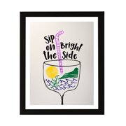 Designs ByLITA Sip On The Bright Side, 5 x 7 Wall Print Inspirational Unframed | Retro Bar Decoration