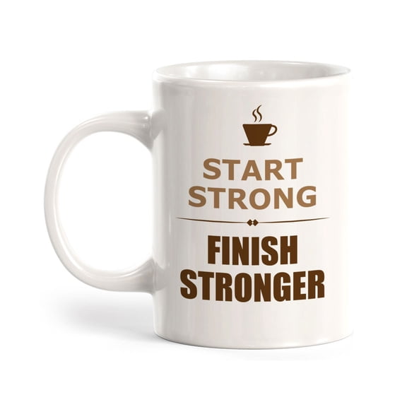 Designs ByLITA Start Strong, Finish Stronger Office Workspace Home Family 11oz Plastic Coffee Mug
