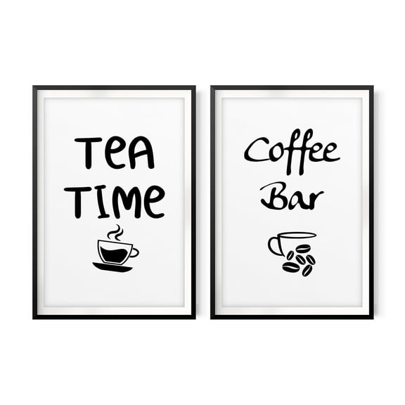 Designs ByLITA Tea Time, Coffee Bar (2 Pack) 5" x 7" UNFRAMED Print Home Décor, Quote Wall Art