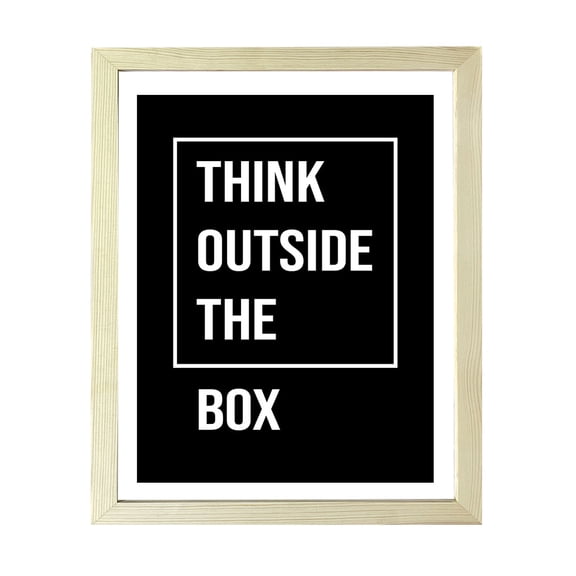 Designs ByLITA Think Outside The Box, 5 x 7 Wooden Framed Wall Art Print | Positive Motivational Decor