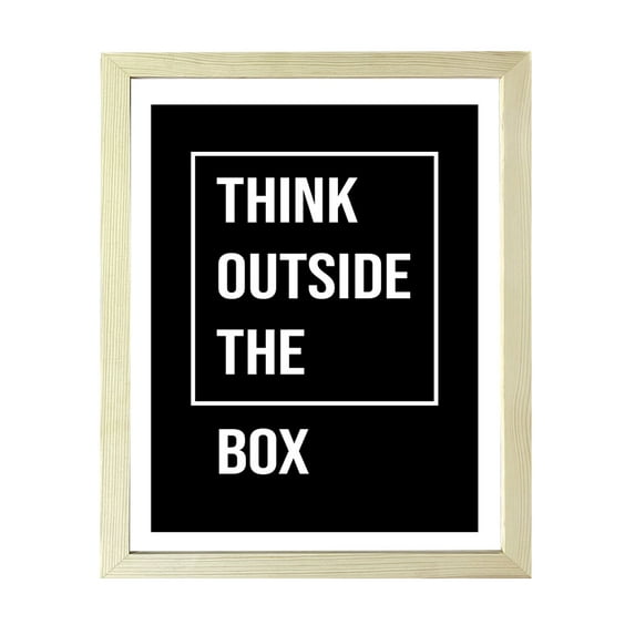 Designs ByLITA Think Outside The Box, 8 x 10 Wooden Framed Wall Art Print | Positive Motivational Decor