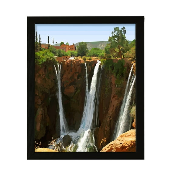 Designs ByLITA Tranquil Mediterranean Waterfall, 8 x 10 Wall Print Inspirational (Unframed) | Old Masterpieces | Stylish Modern Decoration For The Home and Office