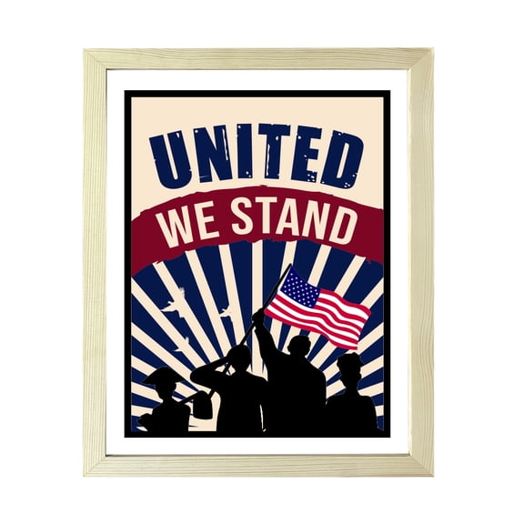 Designs ByLITA United We Stand, 8 x 10 Wooden Wall Print (Framed) | USA Patriotic Decoration