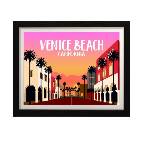 Designs ByLITA Venice Beach California, 8 x 10 Wall Print (Unframed) | Multiple Frame Options | Stylish Retro Famous US Beach Art