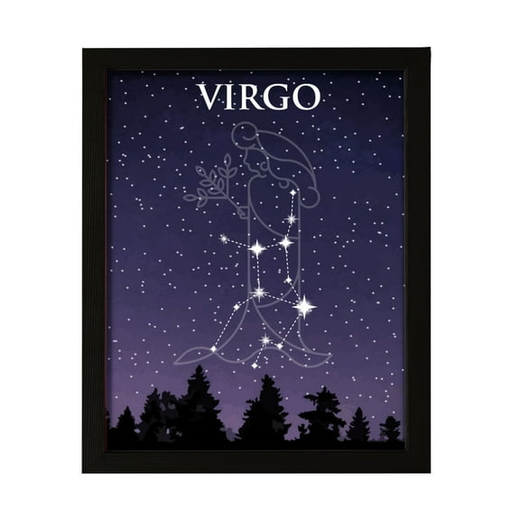 Designs ByLITA Virgo Zodiac Sign Night Sky, 5 x 7 Wall Print Inspirational (Unframed) | Home and Office Decor | Astrology Star Sign Bedroom Decoration | Perfect Gift