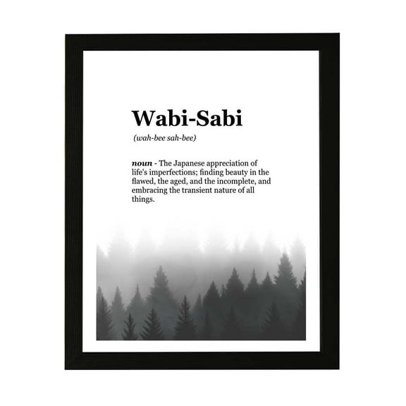 Designs ByLITA Wabi-Sabi Dictionary Definition Forest Design, 5 x 7 Black Wall Print (Framed) | Inspirational Modern Art Decoration