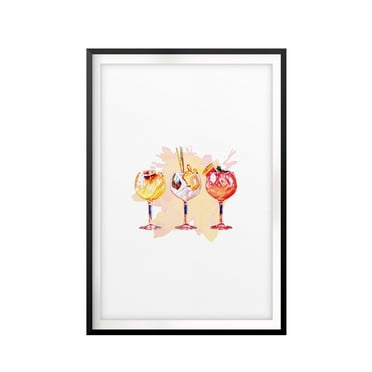 Designs ByLITA Watercolor Cocktails 8 x 10 UNFRAMED Print Drinking Wall Art