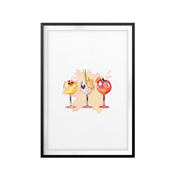 Designs ByLITA Watercolor Cocktails 8 x 10 UNFRAMED Print Drinking Wall Art