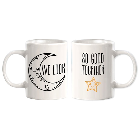 Designs ByLITA We Look So Good When We Are Together 11oz Plastic Coffee Mug (2 Pack) | Cute Matching Couple Coffee Cups