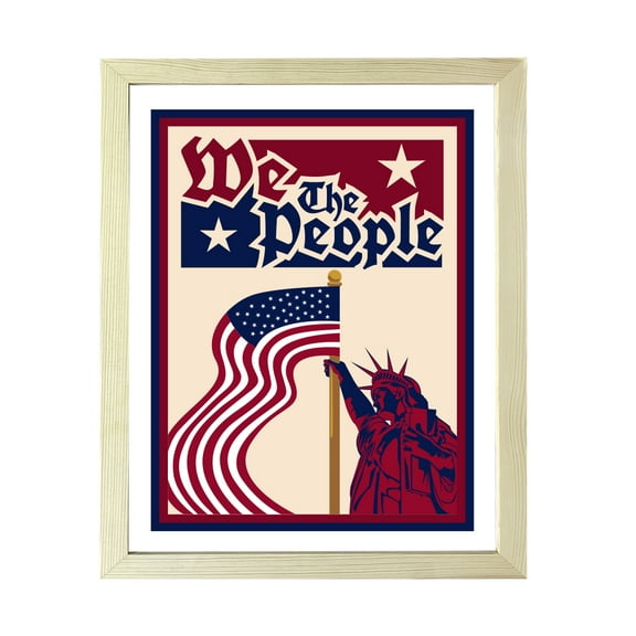 Designs ByLITA We The People, 11 x 14 Wooden Wall Print (Framed) | USA Patriotic Decoration